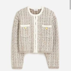 Jcrew Cable knit sweater lady jacket gray XS J crew